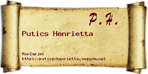 Putics Henrietta névjegykártya